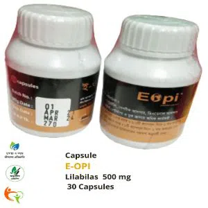 E-OPI 30 Capsules (Lilabilas 500 mg), Ayurvedic Medicine for Gastritis, Natural Medicine for Gastric Ulcer. - BD