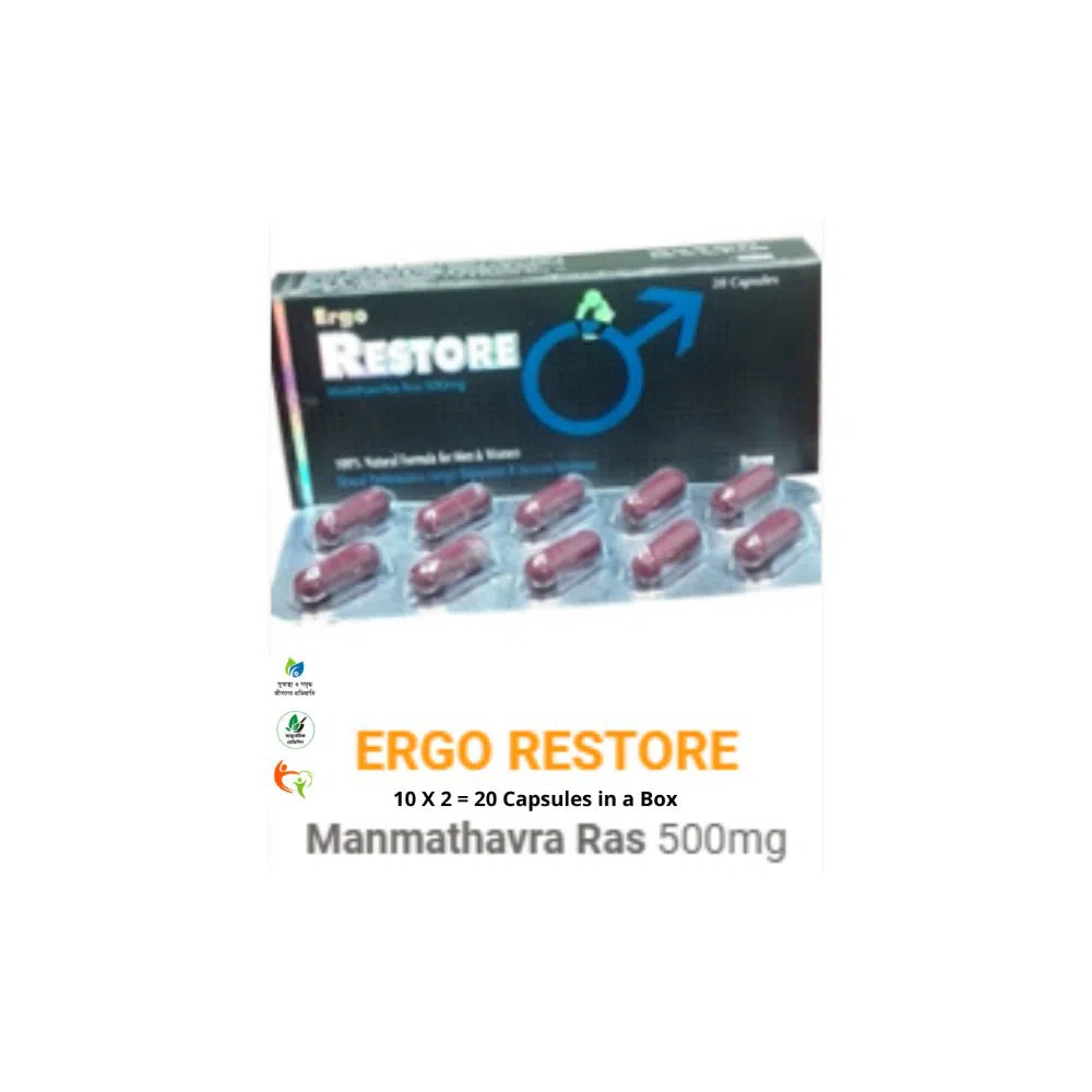 Capsule Ergo Restore (Monthavrha Ros 500 mg), Natural Medicine for Impotency, Ayurvedic Treatment for Disorder- BD