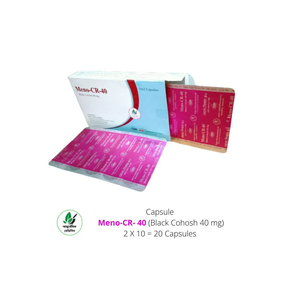 Capsule Meno-CR- 40 (Black Cohosh 40 mg), Ergon Treatment for disease of puberty, Ayurvedic Medicine for Irregular Menstruations
