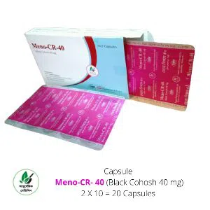 Capsule Meno-CR- 40 (Black Cohosh 40 mg), Ergon Treatment for disease of puberty, Ayurvedic Medicine for Irregular Menstruations