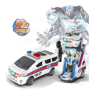 First Aid / Fire Fighting Pioneer Rescue Ambulance Transformer Robot Action Figure Toys Kids Siren Light Sound Imported Quality Children Kids Toy Gift