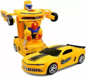 ট্রান্সফর্মিং রোবট কার - One Button Deformation Car Robot Toy with Realistic Race Car Sounds, LED Lights and 360 Degree Rotating Bump