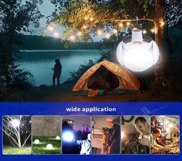সোলার রিচার্জেবল LED পোর্টেবল টেন্ট লাইট উইথ হ্যাঙ্গিং হুক ফোল্ডেবল বাল্ব ফর Indoor, Outdoor Camping, BBQ, Car 