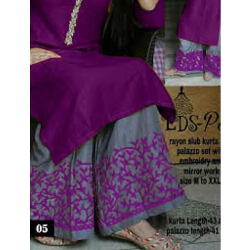Purple Colour Linen Ladies Long Indian woman Casual Kurti two pice (C3)