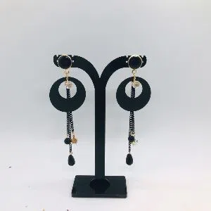 Base Metal Ear Ring for Women - Black