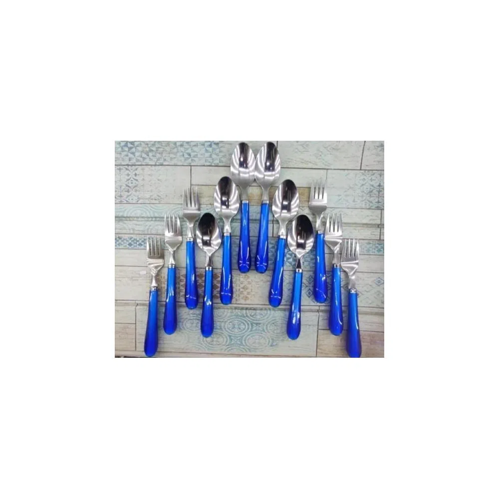 Stainless Steel Spoon Set Blue 12 Pieces
