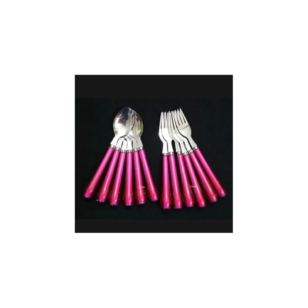 Stainless Steel Spoon Set Pink 12 Pieces
