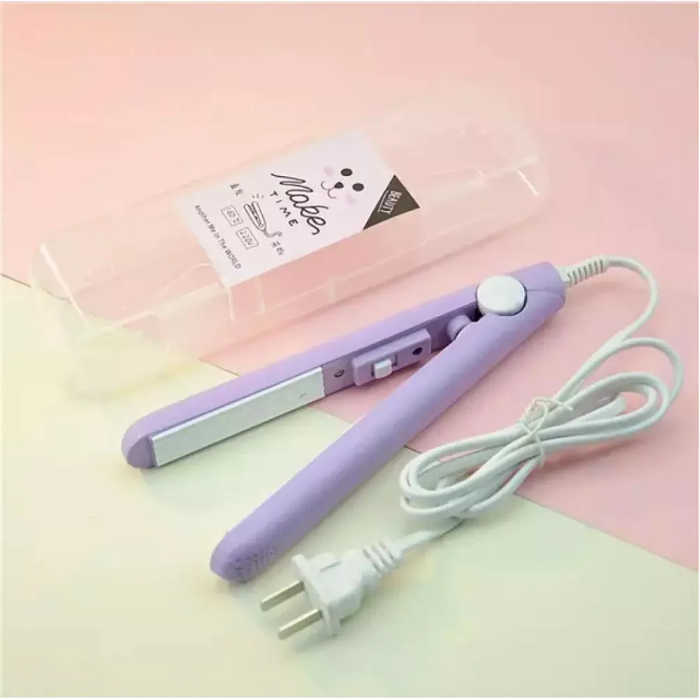 Hot Selling Curling Mini Hair Straightener Ceramic Straightening Styling Tools Hair Curler Flats Iron Beard Straightener - purple colour