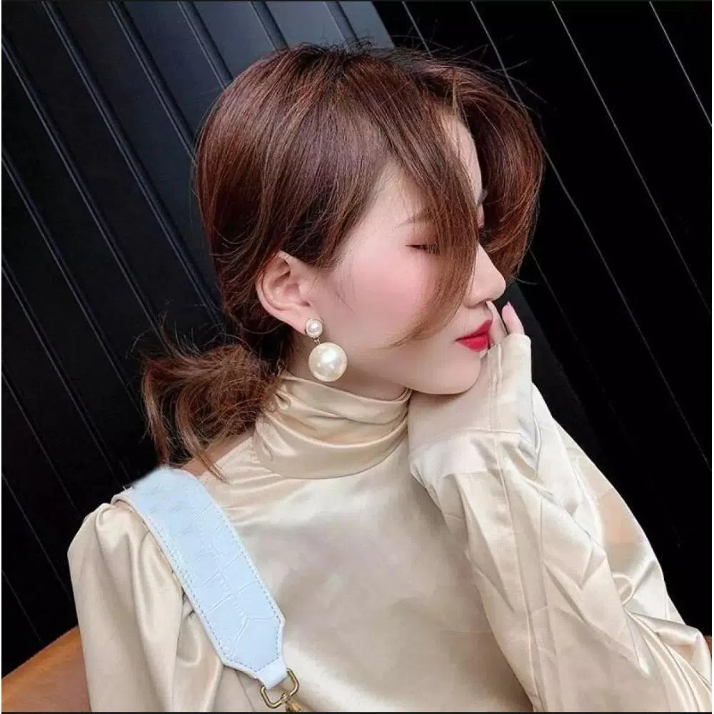Korean new simple fashion simulated pearl drop earrings for women 