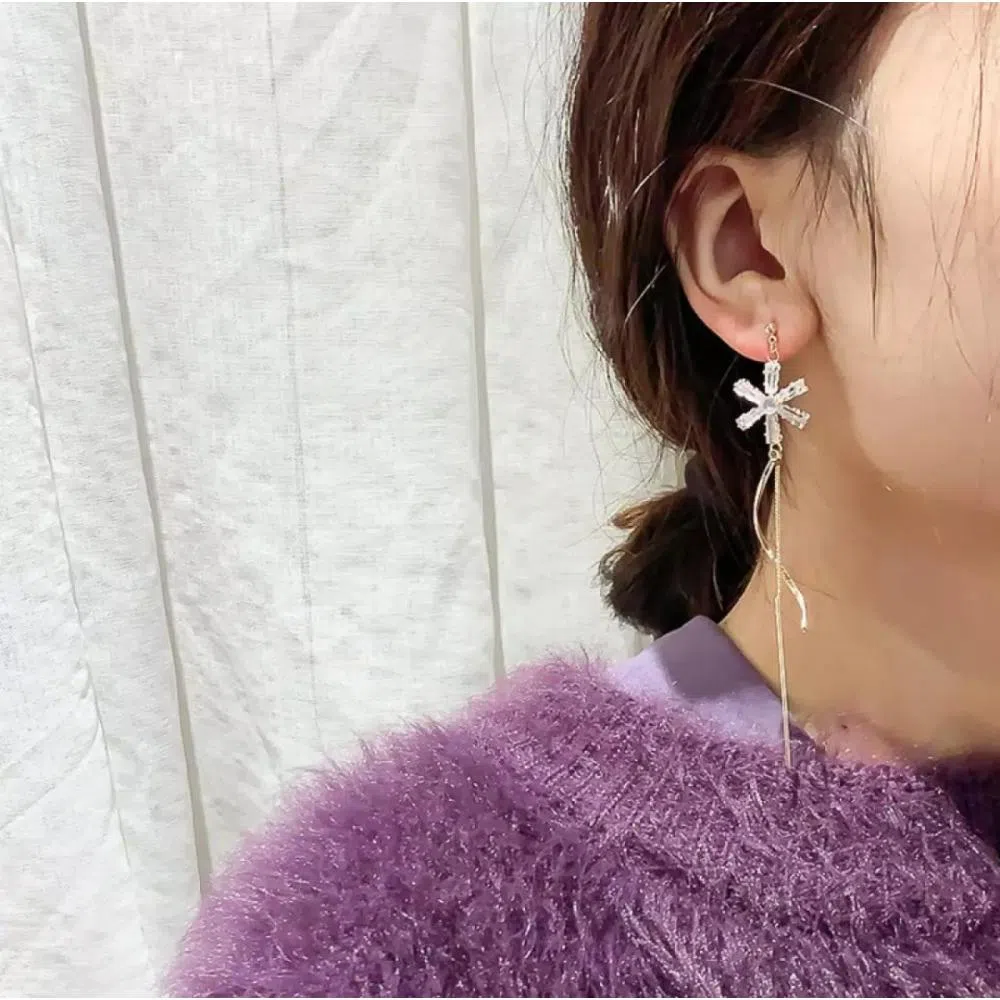 Korean temperament chain long tassle earrings for women 