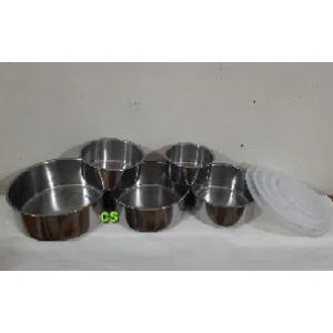 Steel Food Container 5 Pcs Set with Plastic Cover