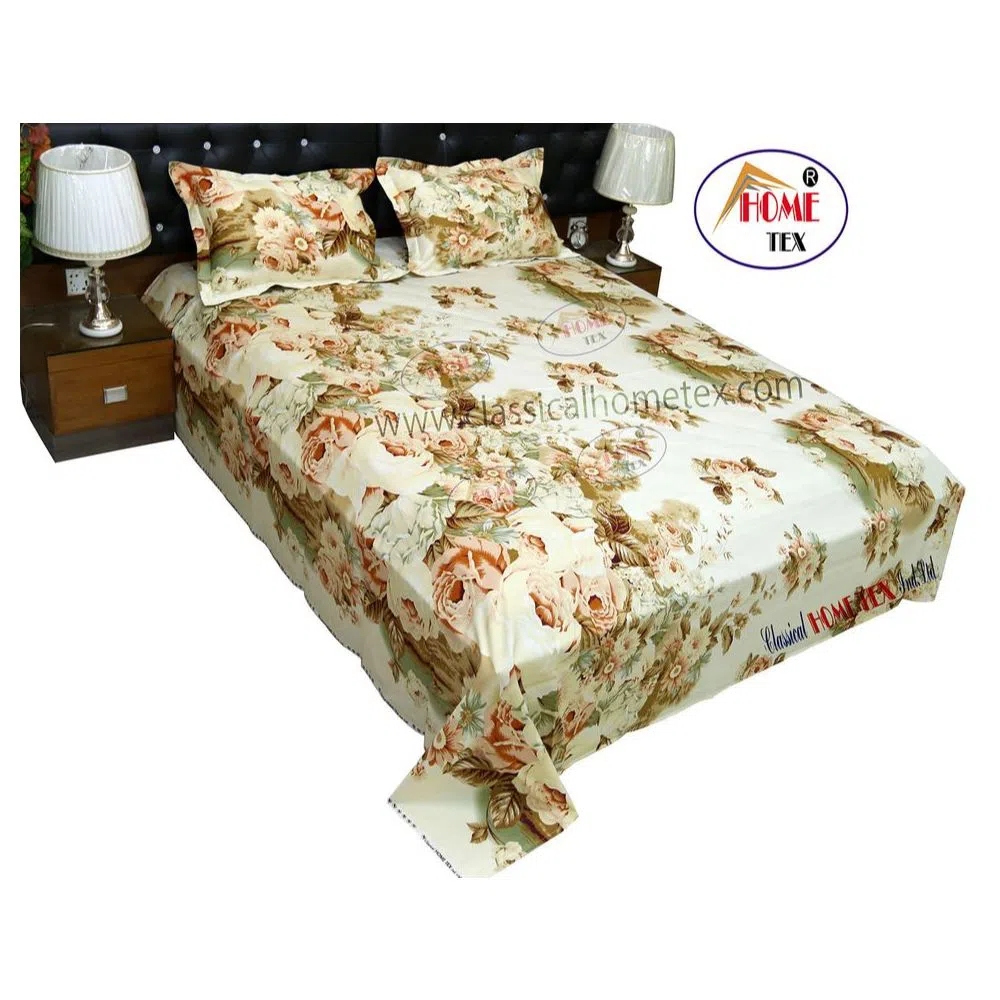 Cotton Double Size Bed Sheet with 2 Pillow Covers