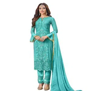 Indian Weightless Georgette Colour Three Pice With High Quality Embroidery Work (Paste)