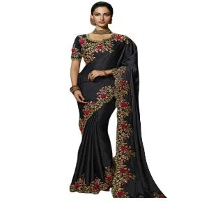 Indian Weightless Georgette Saree With High Quality Embroidery Work