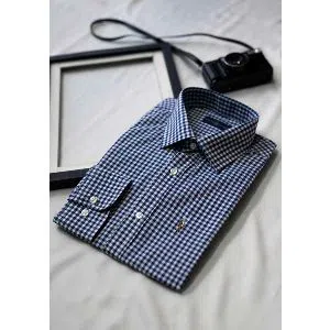 Full Sleeve Blue Check Cotton Shirt For Men