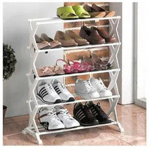 5 Tier Foldable Stainless Steel Shoe Rack 15 Pair