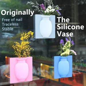Home Decoration Magic Silicone Wall-mounted Small Vase Sticker Glass Wall Vase Free Punch Wall Vase Decorative Flower
