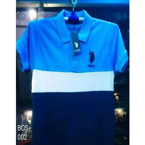 Blue Cotton Polo T-shirt for Men