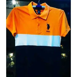 Orange Cotton Polo T-shirt for Men