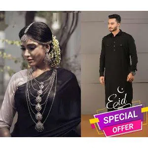 Eid Special Sweet Couple Dress Machine in Same Two Colours 