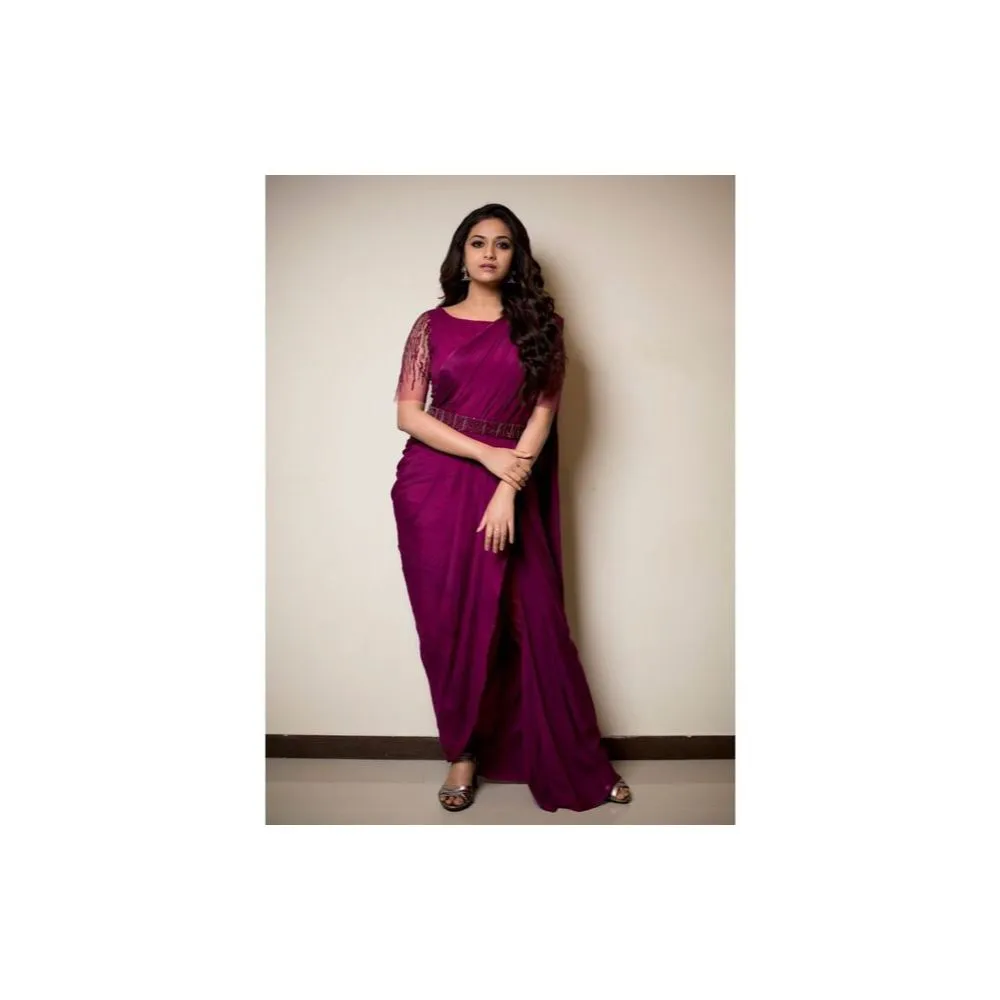 Satin Soft Silk Saree for Women - Deep Maroon no blouse piece 