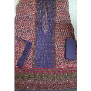 Unstitched Cotton Embroidery Three Piece For Women 