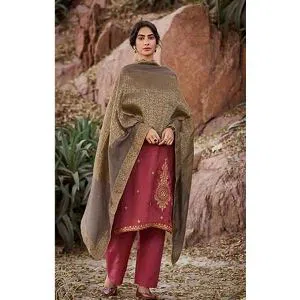 Unstitched Indian silk Three Piece For Women 