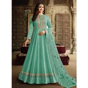 Unstitched Silk Embroidery Dress for Women 