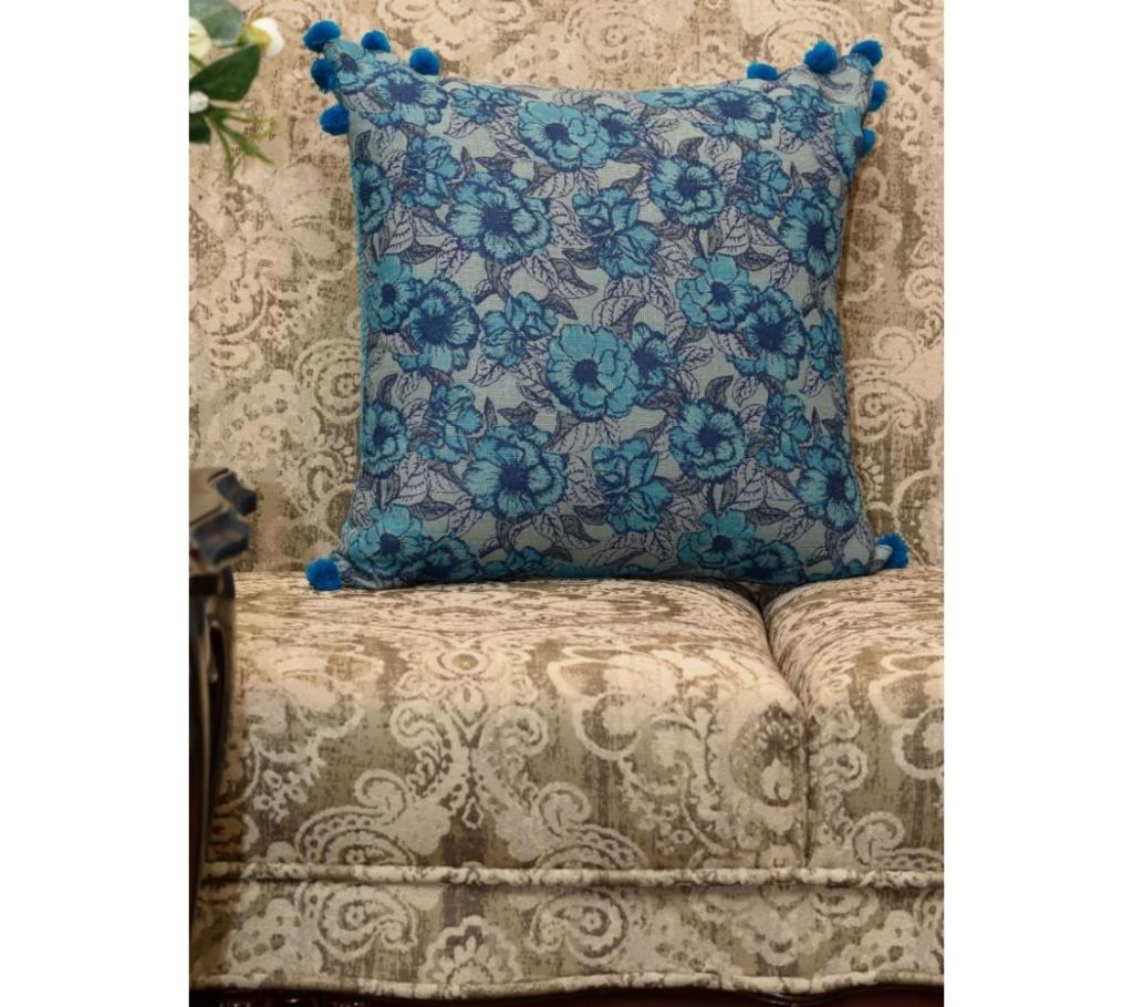 Garden/ Blue Printed & Hand Embroidered Cushion Cover by Ivoryniche বাংলাদেশ - 742687