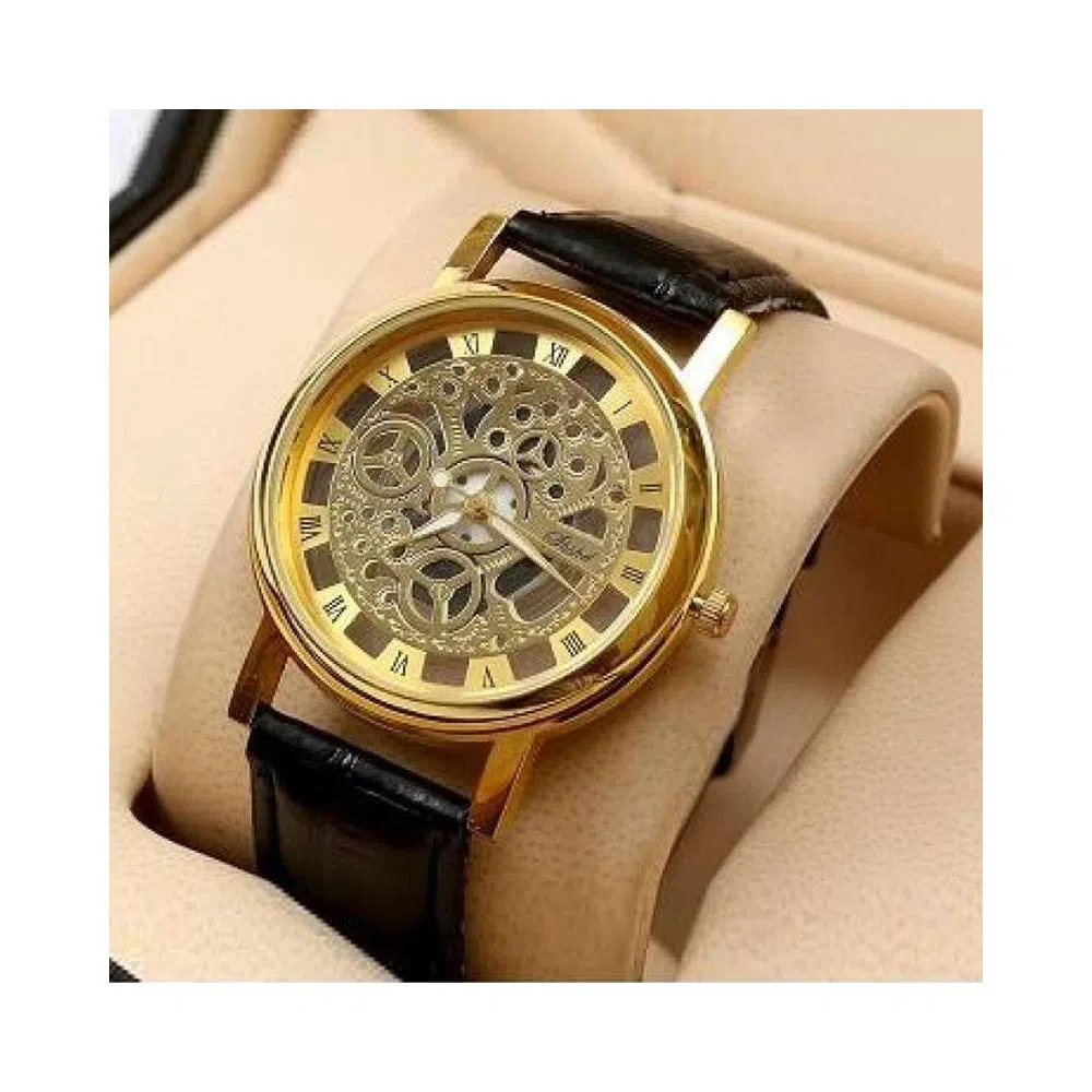 Artificial Leather Analog Watch for men