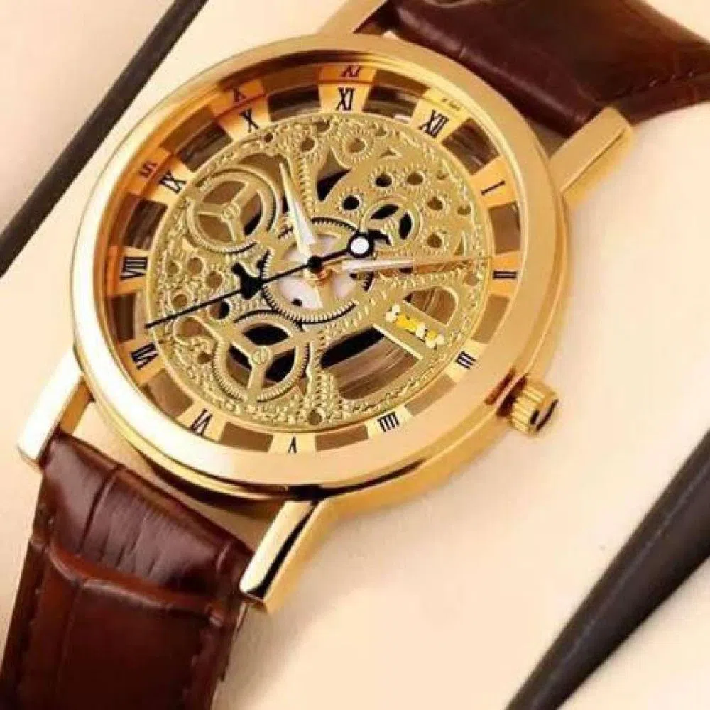 Artificial Leather Analog Watch for men