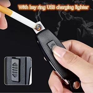 LIGHTER HOUSE Multifunctional Electronic Rechargeable USB Flameless Smoking ABS Plastic Cigarette Lighter Keychain