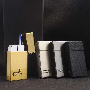 BROAD Square Metal Gas Lighter Jet Butane Torch Turbo Lighters Cigarettes Accessories Cigar Smoking Lighters Gadgets for Men