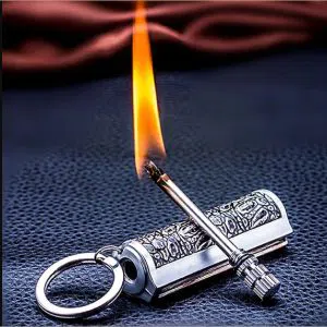 Portable Outdoor Survival Safety Tool Metal Retro Match Flame Lighter
