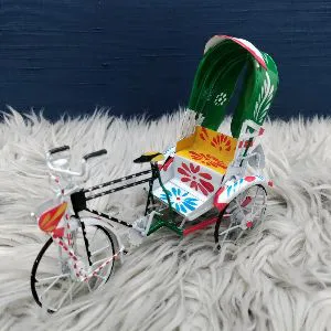 Rickshaw Showpiece Miniature (Metal, Hand Painted, Rickshaw Painting