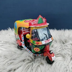 Baby Taxi Showpiece Miniature (Metal, Hand Painted, Rickshaw Painting