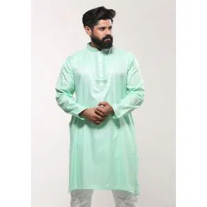 Mens cotton Punjabi mint green embroidery design