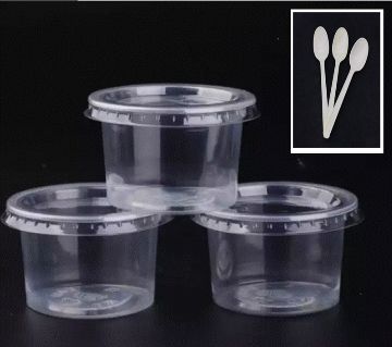 100 Set 80ml Clear Disposal Cup Doi Cup Set (Cup+Lid+Spoon) - 100 Set