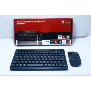 A.Tech 2.4Ghz Mini Slim Wireless Keyboard & Mouse Combo - Black