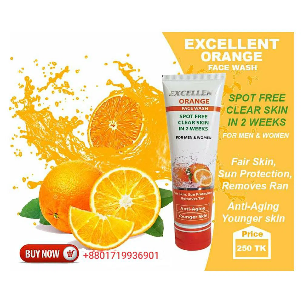 Excellent Orange Face Wash 100 ml [ 100% Organic ] india 