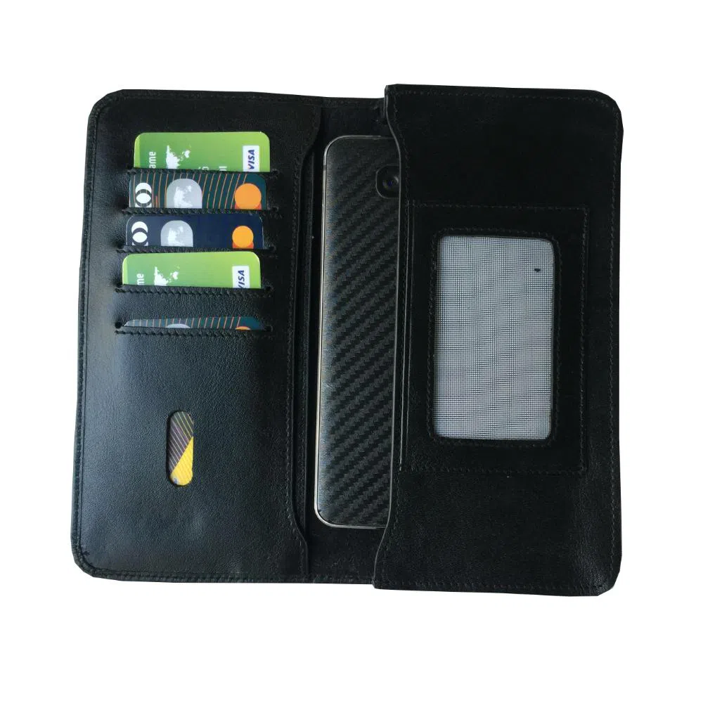 Leather Long Wallet Cum Mobile Cover(EL-624) Black
