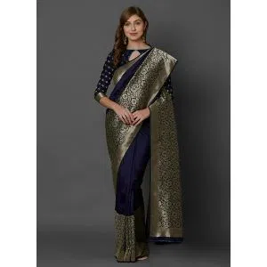 silk fabric print saree with blouse piece