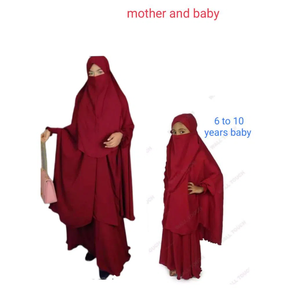 mother and baby matching 2pc full set khimar borka