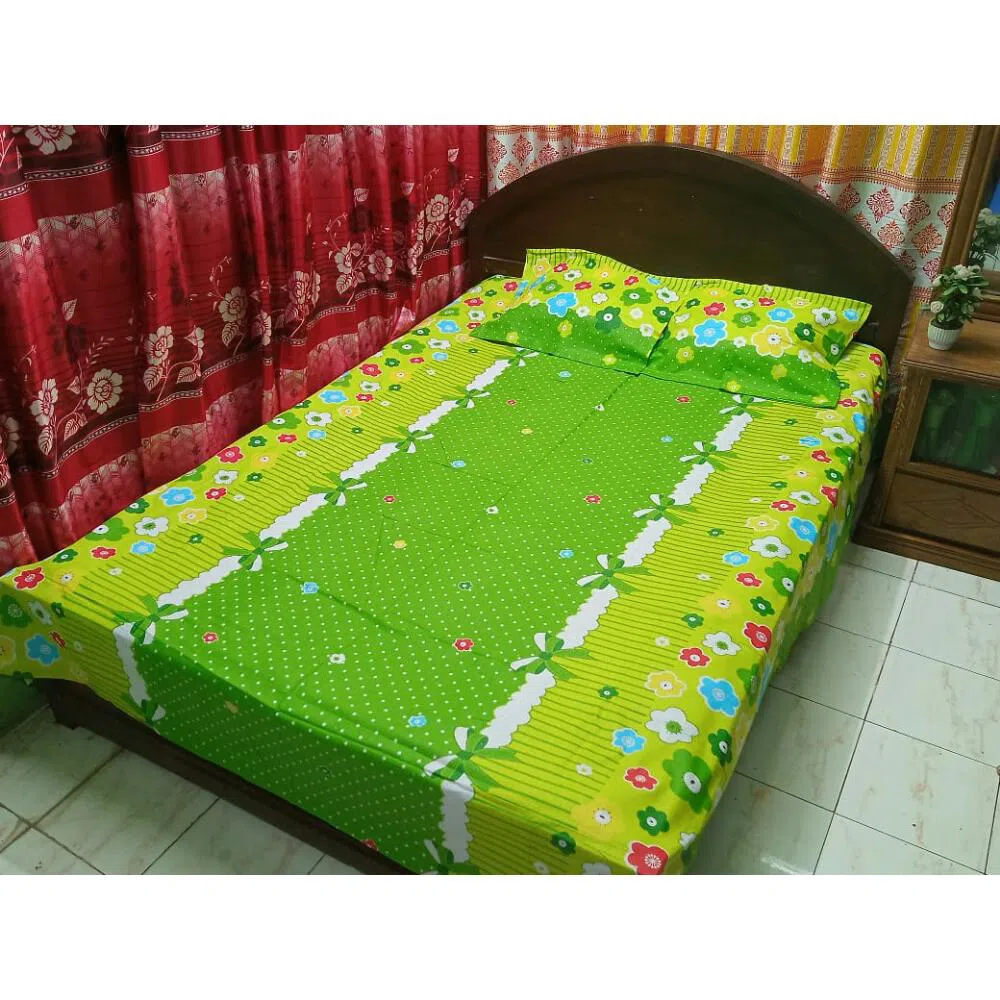 Cotton Double Bed Sheet with Matching Pillow Covers 