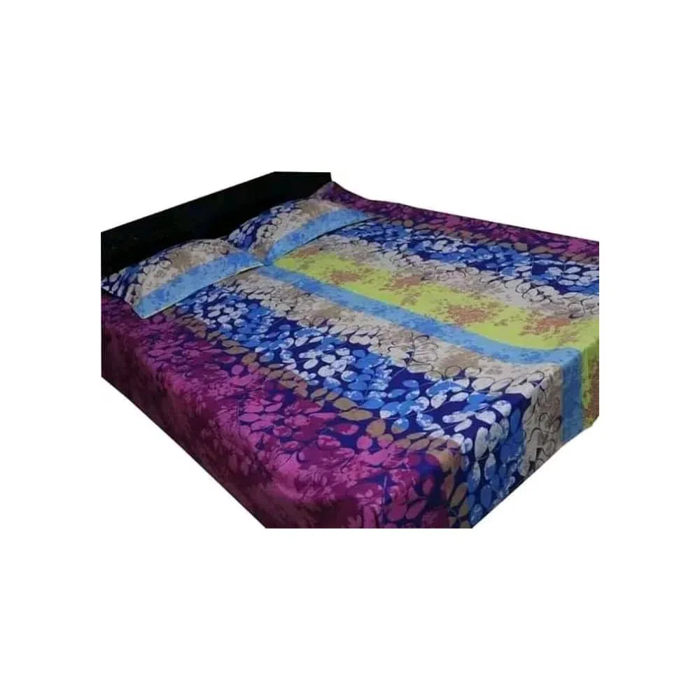 Cotton Double Bed Sheet With Two Pillow Cover 7.5-8 Feet