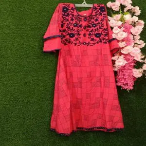 Embroidery Worked Linen Kurti  