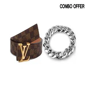 louis-vuitton-damier-ebene-belt-copy-stainless-steel-bracelet-combo