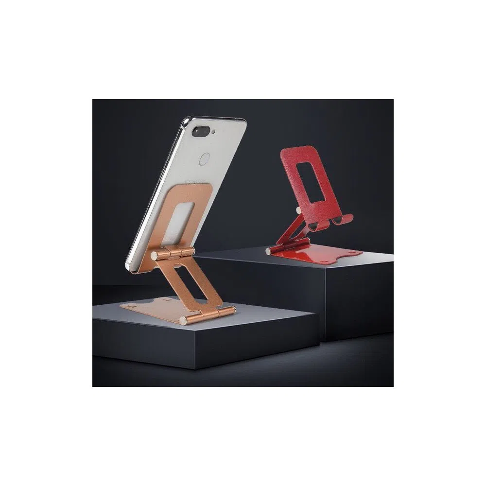 Dual Hinge Alloy Metal Mobile Stand  Double Folding  Strong
