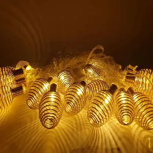 Spring Coil Light String Metal Lamp Shape Fairy String Lights Indoor,Party,Patio,Wedding,Bedroom,Christmas Tree,Decorative Lights/Diwali String Light 