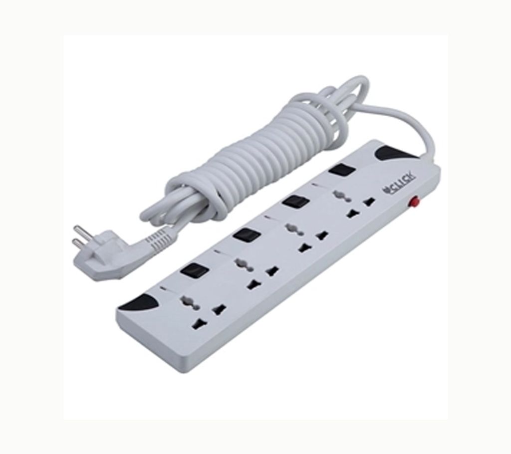 Click Safe Multi Plug 3 Pin multiplug Socket 4 Port, 5 Meter Cable, 2